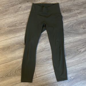 Army Green Lulu Lemon Leggings; SIZE 4 & ankle cropped.